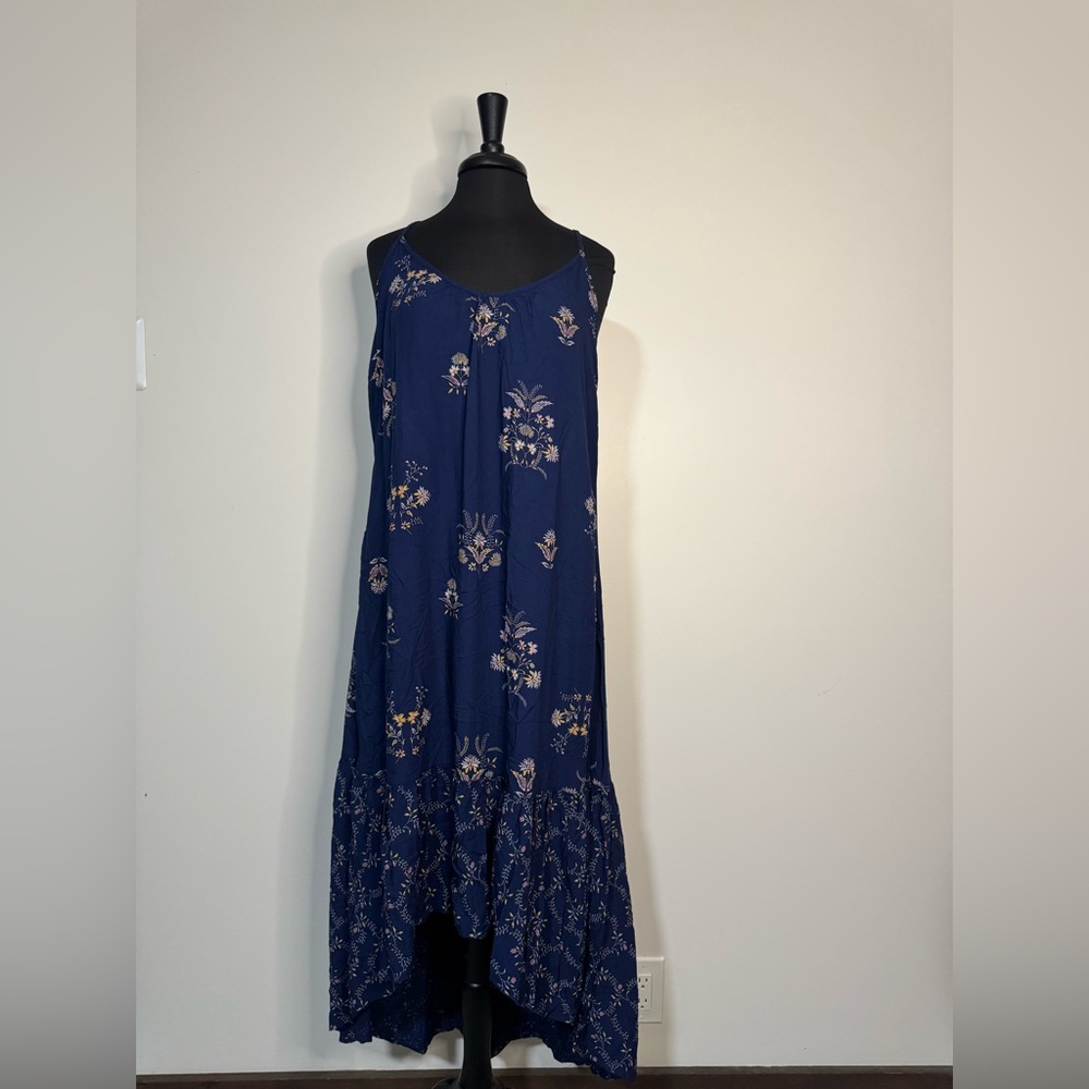 Ana High Low Floral Blue Maxi Dress Size Large